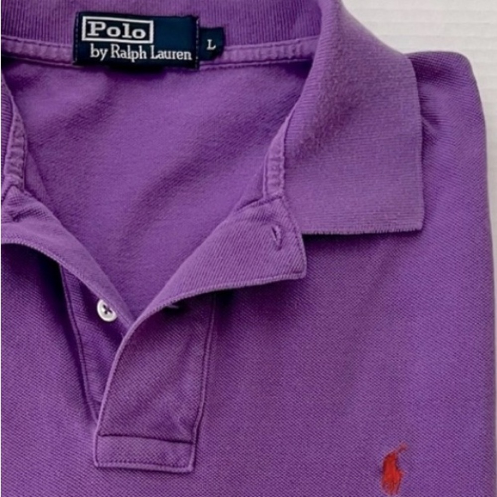 Polo By Ralph Lauren Purple Polo Shirt Classic short sleeve button orange pony
